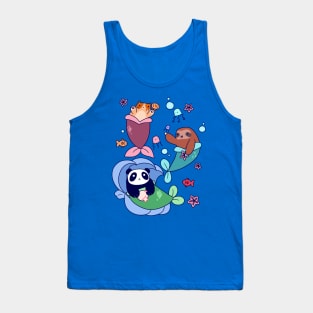 Mermaid Sloth Cat and Panda Tank Top